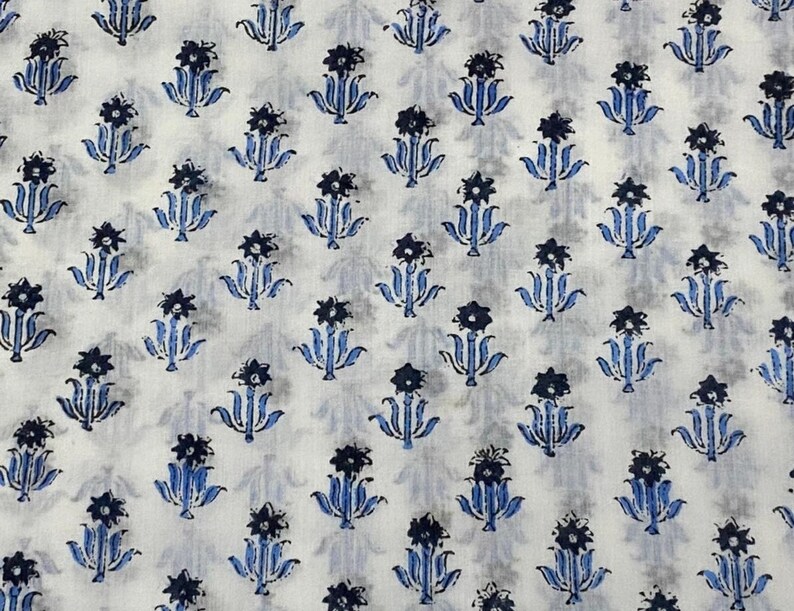 Indian Hand Block Print Fabric Indian Cotton Natural Light Weight