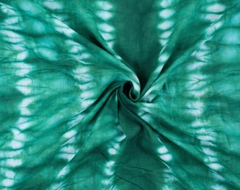 Green Tie Dye Indian Cotton Natural Light Weight Fabric By The Yard Kids Dress Fabric Sewing Running Fabric Hand Dyed Fabric