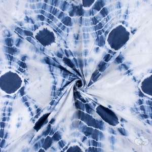 Indigo Blue Tie Dye Fabric Indian 100% Pure Cotton Natural Light Weight Fabric Kids Dress Fabric Home Decor Fabric By The Yard
