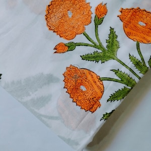 Multi Color Floral Print Indian Hand Block Cotton Fabric Women's Dressmaking Fabric By The Yard Vegetable Dye Natural Color Fabric