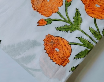 Multi Color Floral Print Indian Hand Block Cotton Fabric Women's Dressmaking Fabric By The Yard Vegetable Dye Natural Color Fabric