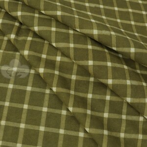 Soft Cotton Checks Fabric, Hand Block Print Green Color Fabric, Indian Cotton Fabric, Women&#39;s Clothing Fabric , Kids Fabric , Modern Fabric