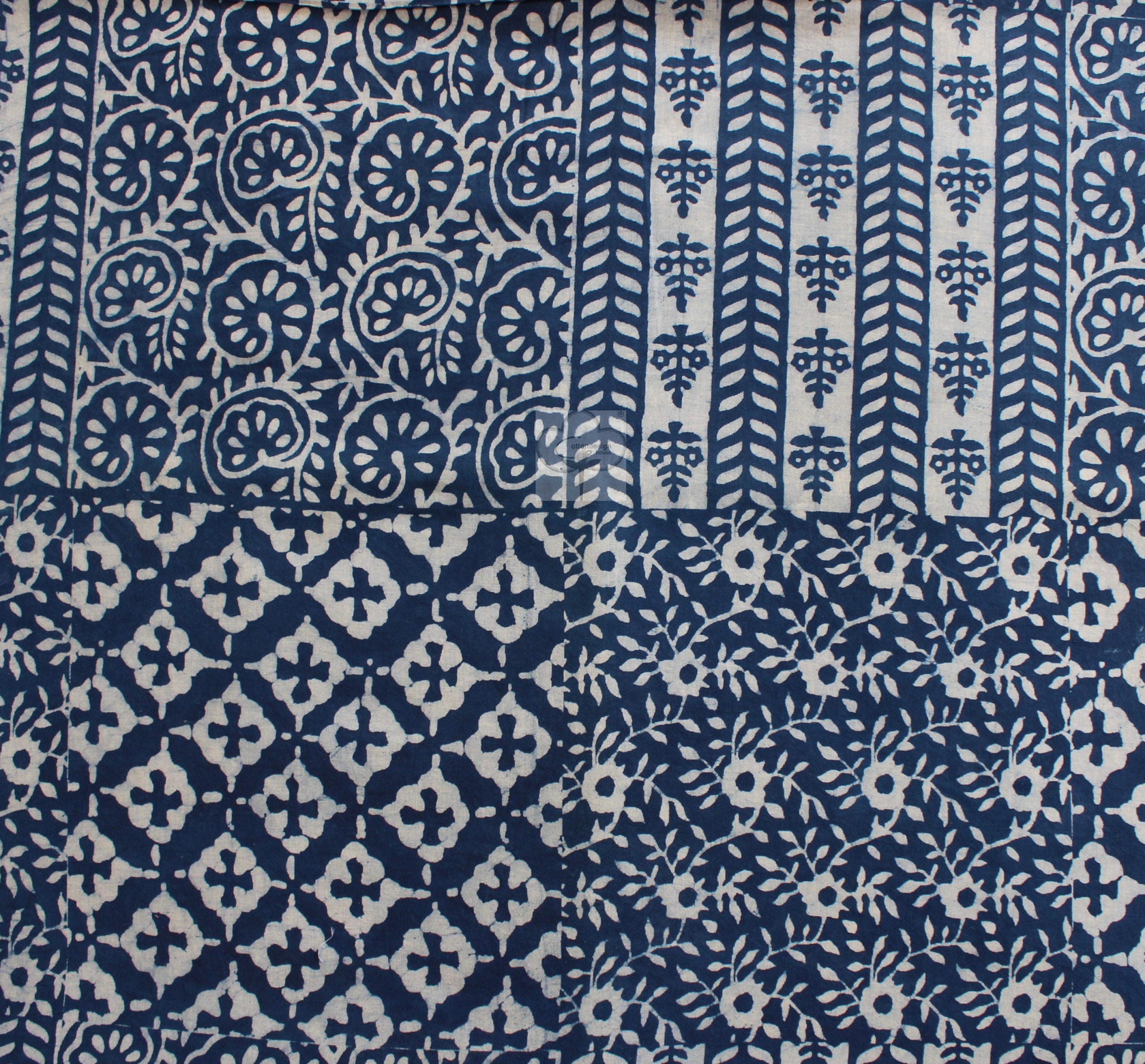 Cotton Block Print Fabric by the Yard Hand Dyed Fabric Blue Etsy