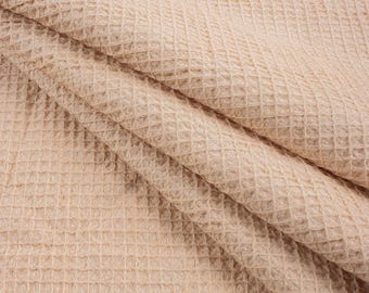 Cotton Waffle Knit Fabric, Indian Soft Textured Fabric for Towels, Baby Blankets, Clothing & Sewing Waffle Fabric by the Yard