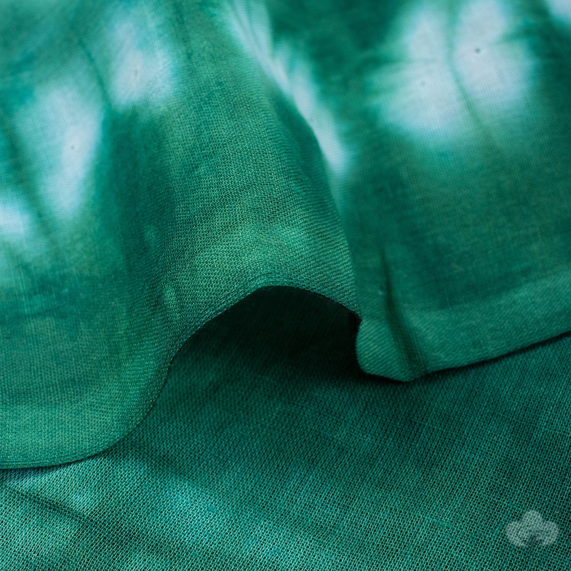 Green Tie Dye Indian Cotton Natural Light Weight Fabric by the Yard