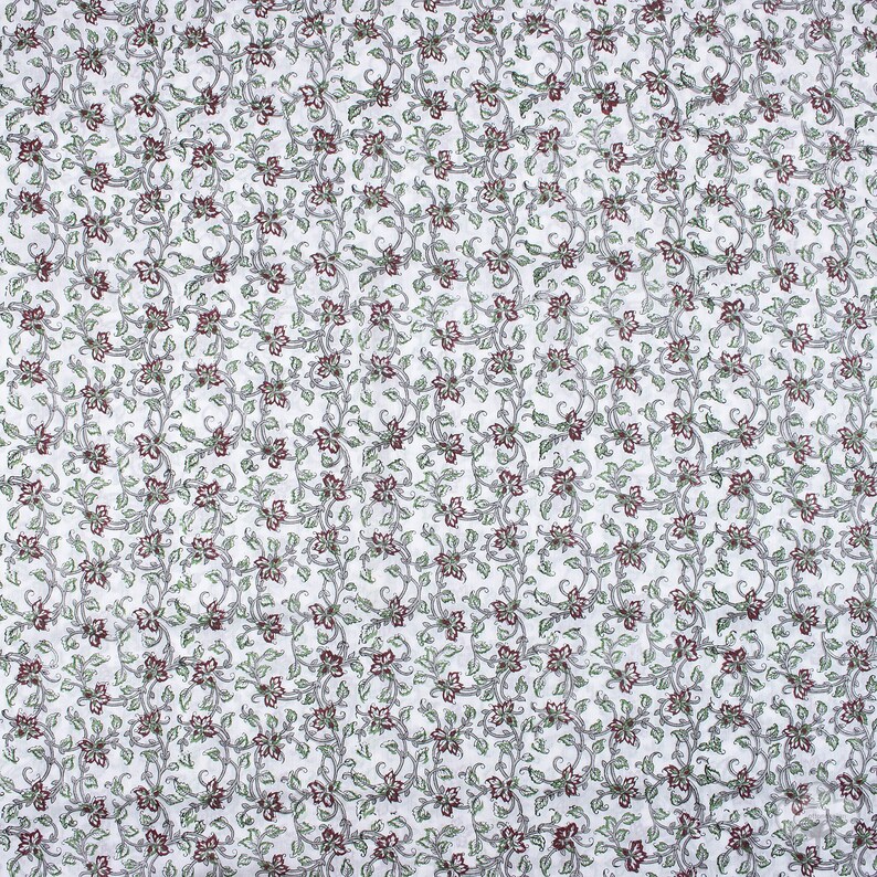 Multi Color Floral Hand Block Print Fabric Indian Cotton Light Weight