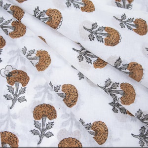 Hand Block Fabric Indian Cotton Fabric Dressmaking Fabric Floral Cotton Fabric Sewing Fabric Kids Fabric By The Yard