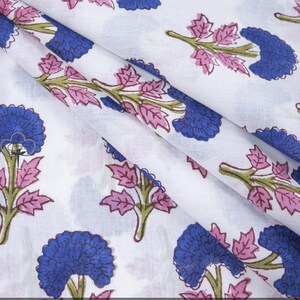Multi Color Print flower Fabric Block Printed Cotton Fabric,Floral Print Light Weight Soft Fabric,Sanganeri Print Fabric,Summer Dress Fabric