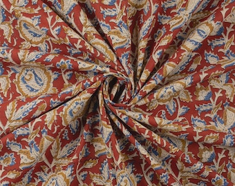 Floral Printed Cotton fabric, Hand Block Print Bagru Fabric, kids dress making fabric, Indian Textile Fabric by the Yard, handmade fabric