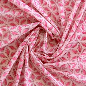 Pink India Block Print Fabric Bye The Yard Upholstery Fabric Cotton Dress Making Fabric, Home Decor Fabric Wholesale, Cotton Napkins CFC124