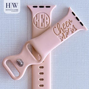 CHEER MOM engraved band for Apple Watch sport silicone 38mm 40mm 41mm 42mm 44mm 45mm 46mm 49mm S/M M/L All Series + SE + Ultra
