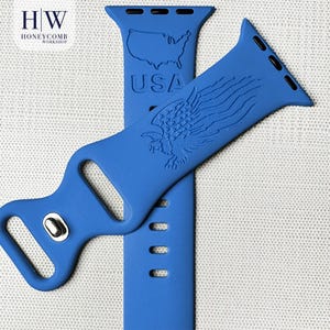 BALD EAGLE Flag engraved band for Apple Watch sport silicone 38mm 40mm 41mm 42mm 44mm 45mm 46mm 49mm S/M M/L All Series + SE + Ultra