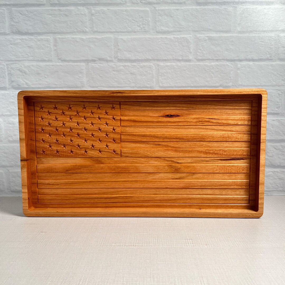 USA Flag Wood Tray Foodsafe Catchall Tray, Housewarming Gift, Realtor