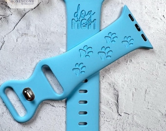 DOG MOM engraved band for Apple Watch sport silicone 38mm 40mm 41mm 42mm 44mm 45mm 46mm 49mm S/M M/L All Series + SE + Ultra