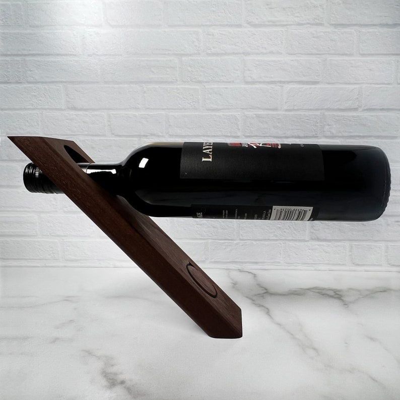 Balancing Wine Bottle Holder Solid Hardwood Home Decor Etsy