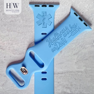 HEALTHCARE DUTY engraved band for Apple Watch sport silicone 38mm 40mm 41mm 42mm 44mm 45mm 46mm 49mm S/M M/L All Series + SE + Ultra