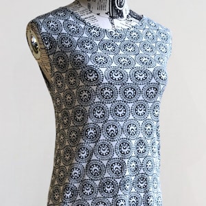 Vintage Marimekko Sleeveless Geometric Tunic Dress by Mika Piirainen | 100% Cotton, EU Size S