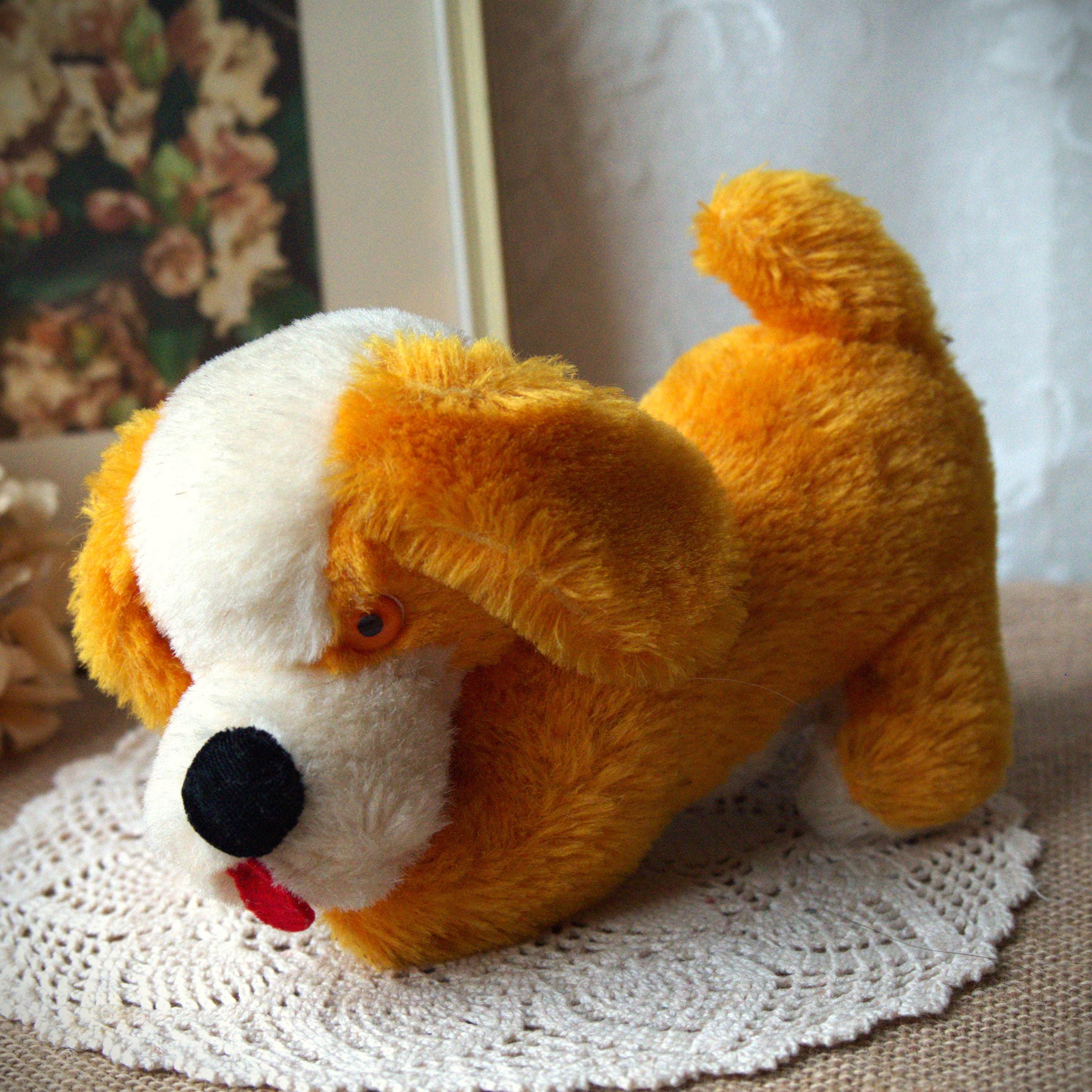 Jouet Chien En Bois Orange Ancien - Vintage - Occasion