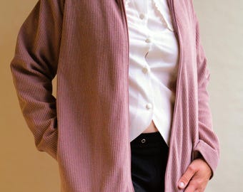 Vintage Mauve Corduroy Zip-Up Jacket | 90s Japan Inspired