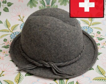 Vintage 1960s Swiss Felt Cloche Hat Brunschwig Handmade Gray Wool Hat Retro Mod Mid Century Style