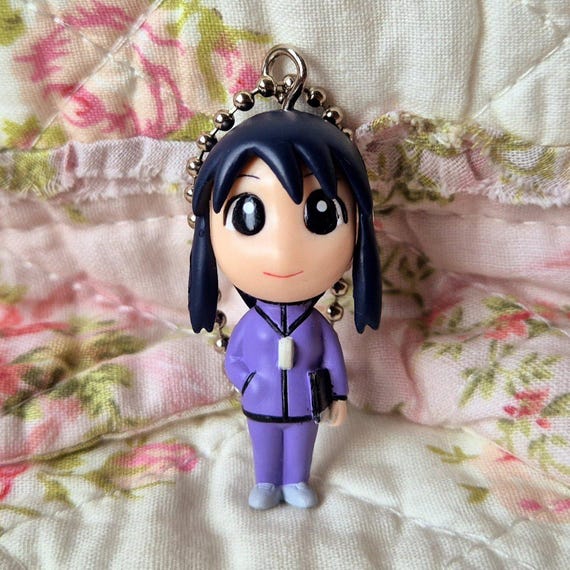 Vintage 2001 Bandai Azumanga Daioh Kurosawa Minamo Keychain Japan