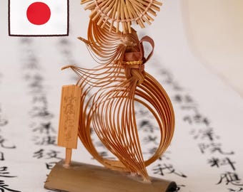 Vintage Japanese Awa Odori Dancer Figurine, Bamboo Straw Folk Art, Japan Omiyage Souvenir, Mingei Japandi Decor