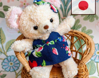 Rare Japanese Girly Bear Sega Plush Okinawan Outfit 18cm Kawaii Gyaru Decor Collectible Soft Girl Coquette Dollcore