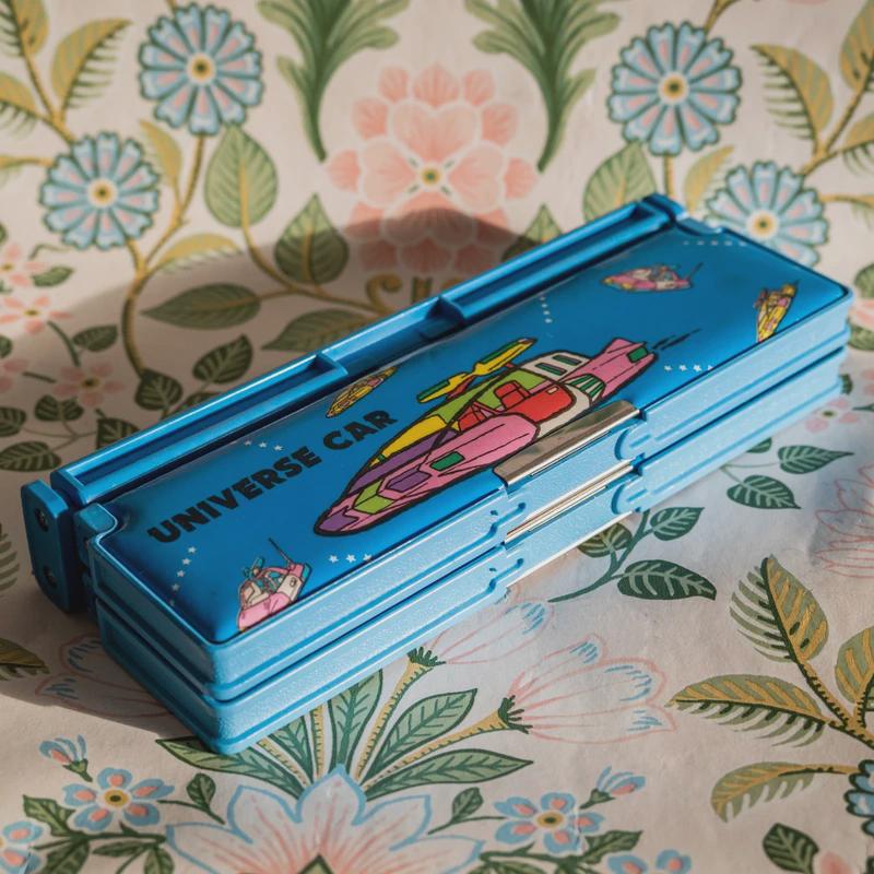 Vintage 80s 90s Flomo Universe Car Universal Fighter Pencil Case