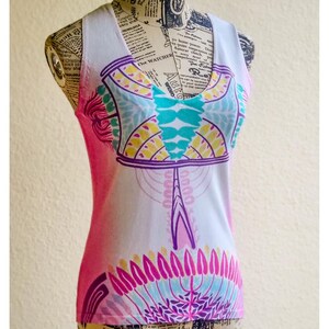Vibrant Y2K Sleeveless Geometric Tank Top – XS/S