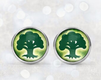 Large Gold Circular TREE OF LIFE silhouette earrings *Hypoallergenic Surgical steel earring hooks