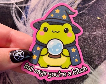 Pegatina de rana - La pelota dice que eres una zorra - pegatina de meme hecha a mano