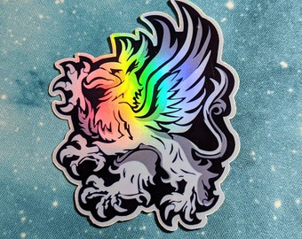 Pegatina holográfica de vinilo de grifo / Emblema del guardián de DAO