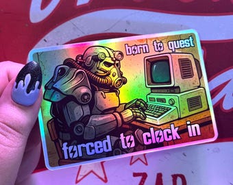 Pegatina de Fallout Born to Quest: pegatina de juego hecha a mano