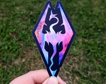 Pegatina para videojuegos con el logo del dragón / pegatina hecha a mano, Elder Scrolls