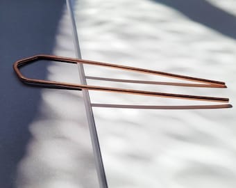 Copper hair pin, Copper hair fork, simple hair pin, hair stick, bun holder, hair accessories, hair jewellery, boho hair