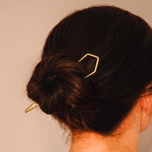 Gold hair pin, brass hair fork, simple hair pin, hair stick, bun holder, hair accessories, hair jewellery, boho hair