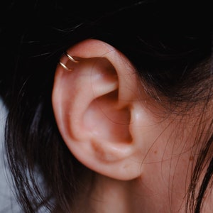 Gold ear cuff, Illusion cuff earring, 14k gold filled ear cuff, double ear cuff, No piercing ear wrap, Helix cuff,