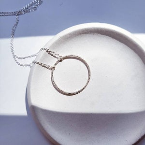 Hammered circle necklace, Textured circle necklace, Sterling Silver open circle necklace, Recycled Silver necklace, Minimal Jewellery