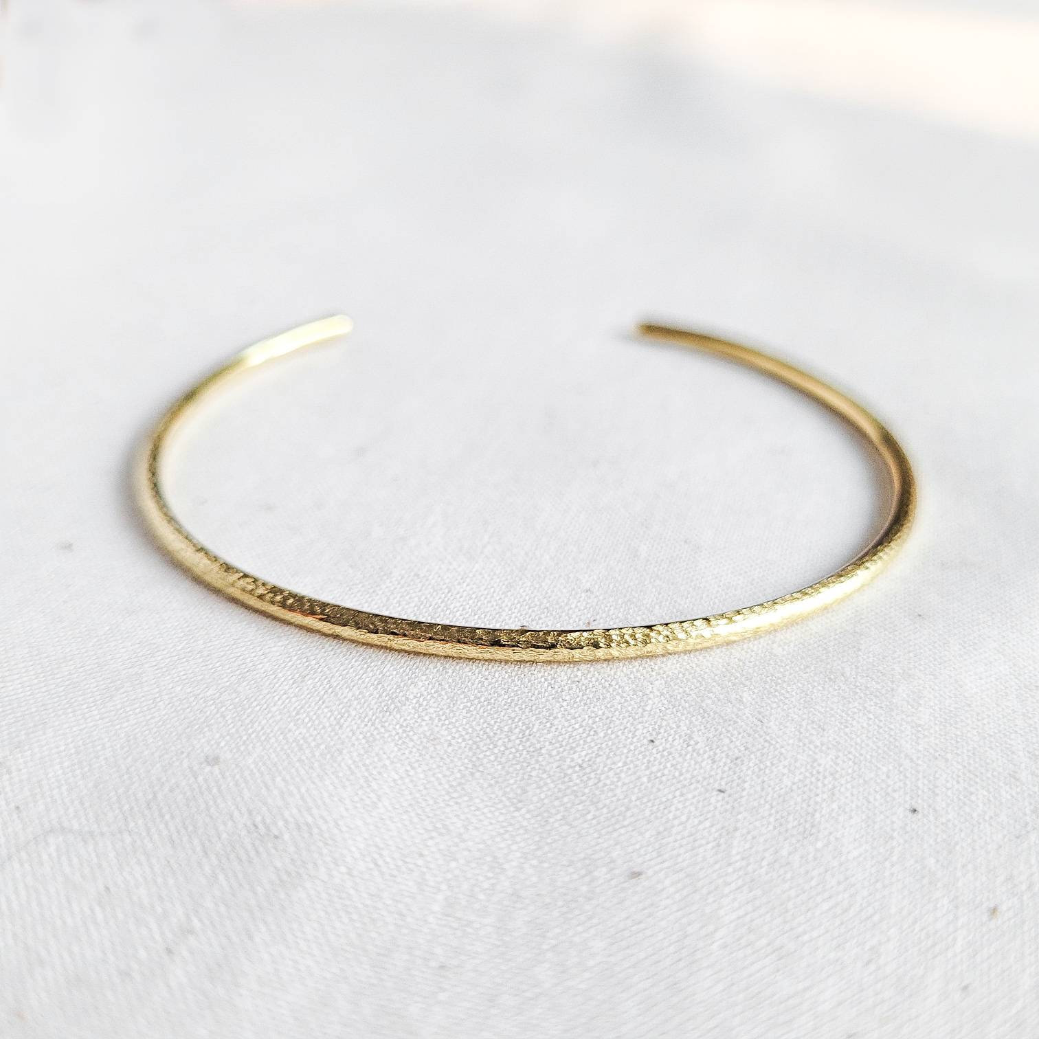 Thin Gold Bangle, Skinny Bracelet, Simple Slim Dainty Textured Stacking Cuff