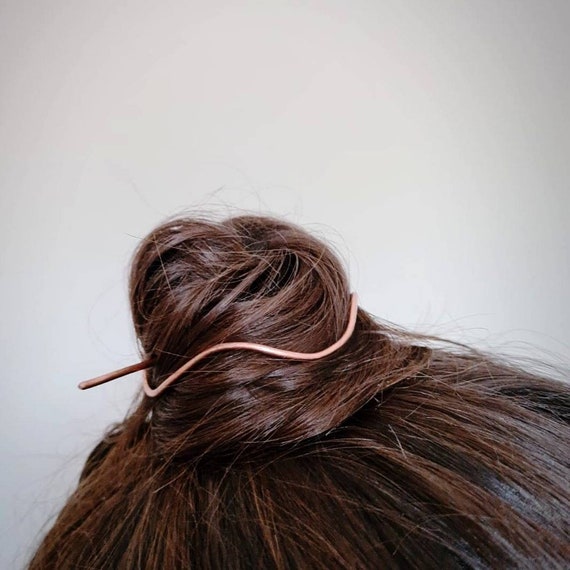 Bun holder, Copper hair cuff, Wave hair slide, Copper hair pin, Hair accessories for women, Bun cage , Messy bun