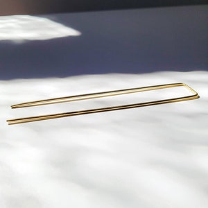 Brass hair pin, gold hair fork, square hair clip, bun holder, updo hair accessories image 2