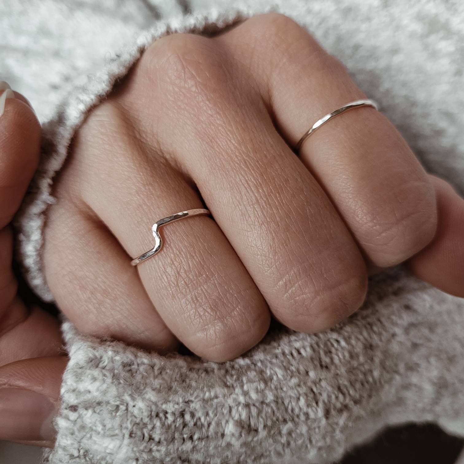 Silver Wave Ring, Zigzag Ring, Wavy Ring, Hammered Silver