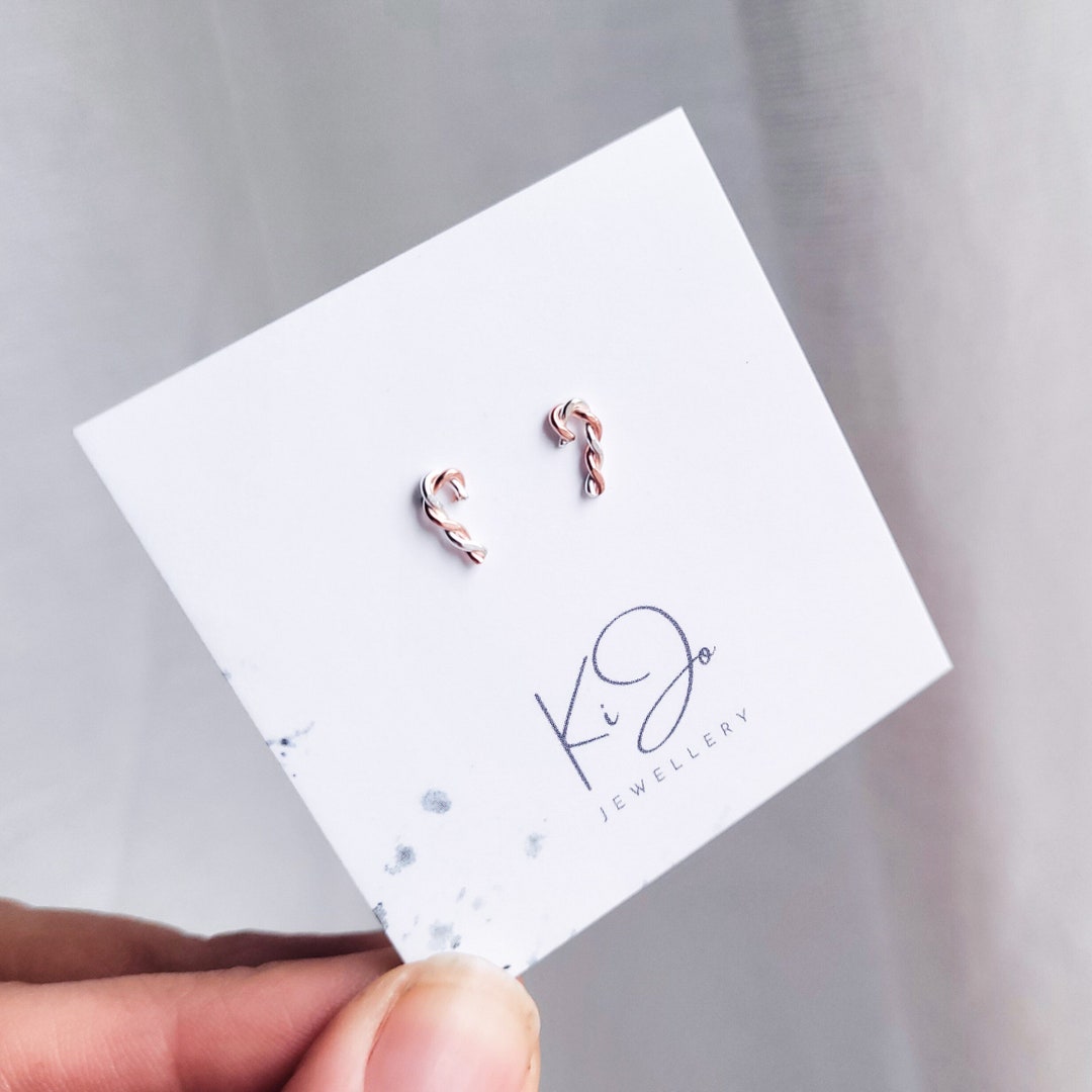 Candy Cane Stud Earrings Sterling Silver Christmas Earrings Etsy UK