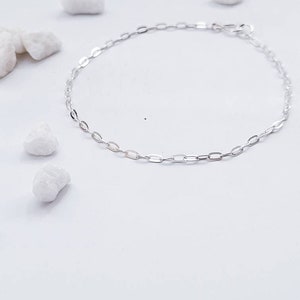 Sterling silver chain bracelet, Dainty silver anklet, Thin chain bracelet, Recycled silver chain anklet, Minimalist bracelet image 2