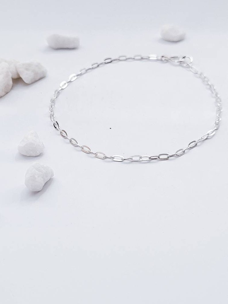 Sterling silver chain bracelet, Dainty silver anklet, Thin chain bracelet, Recycled silver chain anklet, Minimalist bracelet image 2