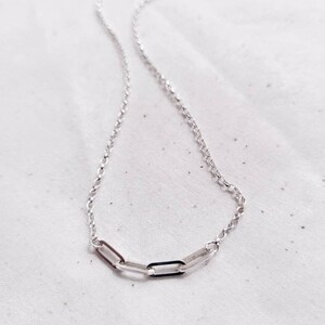 Silver links necklace, Paperclip linked necklace, Sterling silver necklace, Recycled silver, Infinity linked necklace, Layering chain image 3