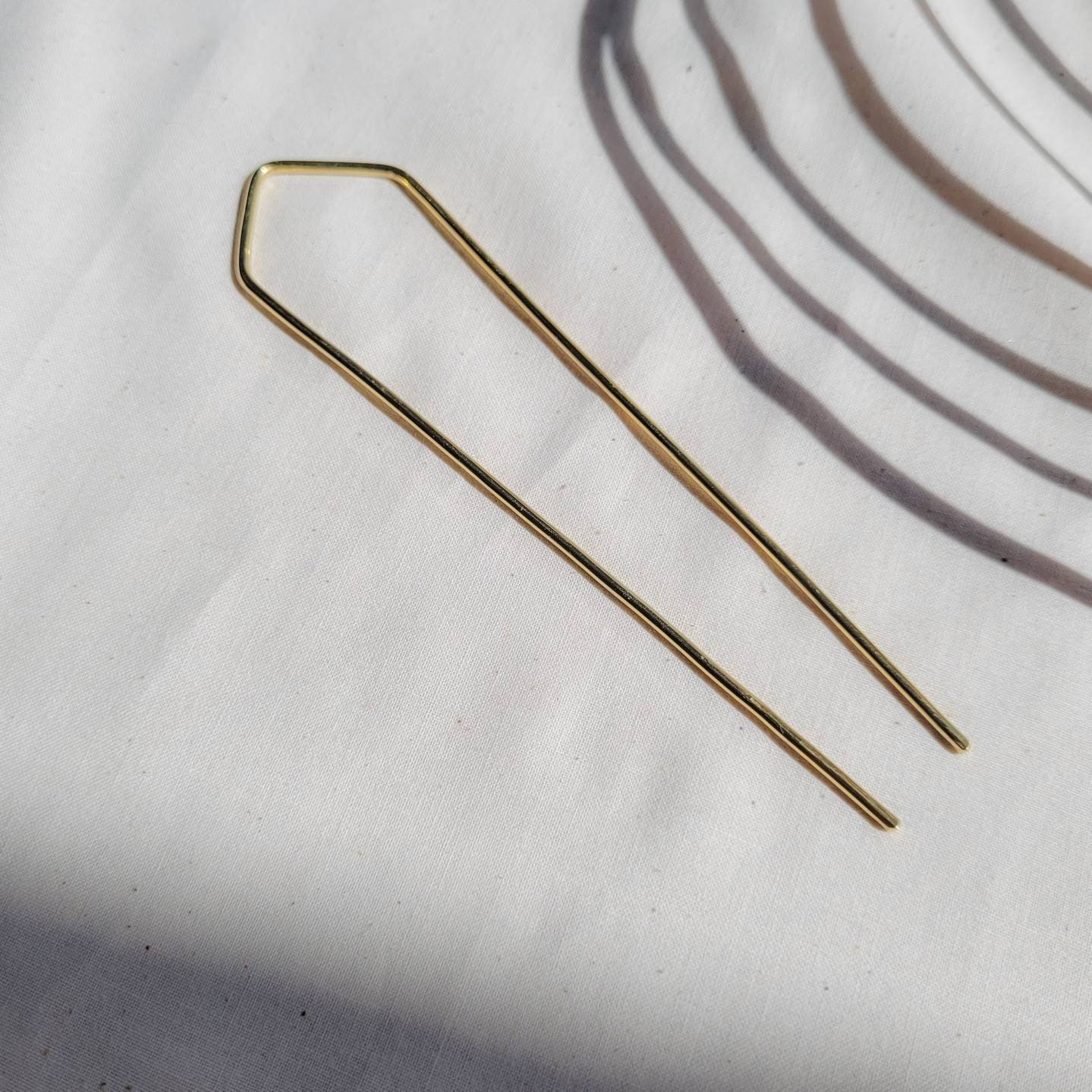 Gold Hair Pin Brass Hair Fork Simple Hair Pin Hair Stick | Etsy
