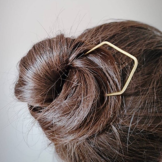 Gold hair pin, brass hair fork, simple hair pin, hair stick, bun holder, hair accessories, hair jewellery, boho hair