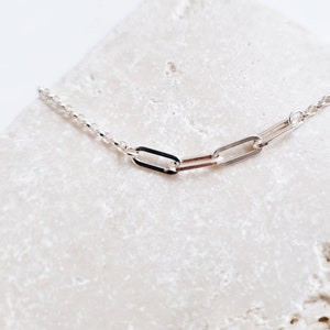 Silver links necklace, Paperclip linked necklace, Sterling silver necklace, Recycled silver, Infinity linked necklace, Layering chain image 2