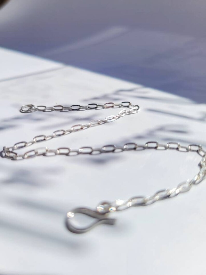 Sterling silver chain bracelet, Dainty silver anklet, Thin chain bracelet, Recycled silver chain anklet, Minimalist bracelet image 1